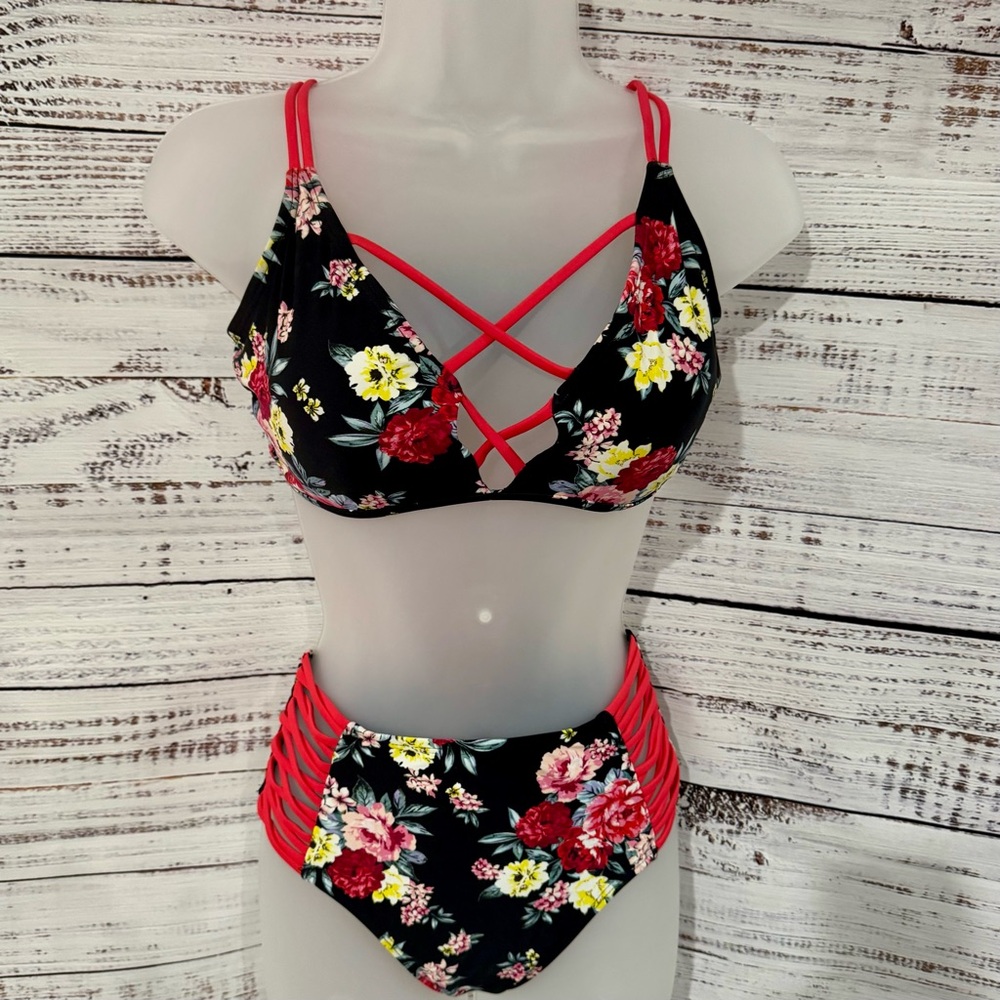 Decree Floral Bikini with Strappy Design comes an  Extra Top